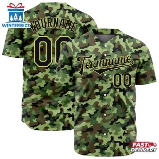 Custom Name Number And Team Army Camo Baseball Jersey