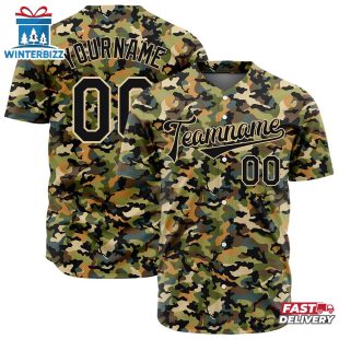 Custom Name Number And Team Army Camo Character Baseball Jersey