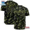 Custom Name Number And Team Army Camo Green Pattern Baseball Jersey