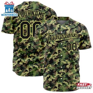 Custom Name Number And Team Army Camo Pattern Baseball Jersey