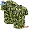 Custom Name Number And Team Army Green Camo Pattern Baseball Jersey