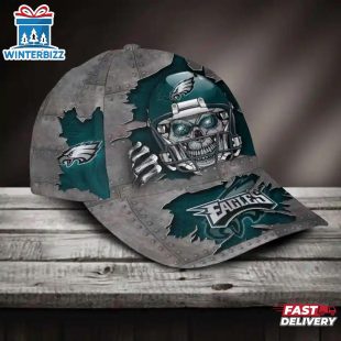 Custom Name Philadelphia Eagles NFL Football Team Skull Baseball Cap
