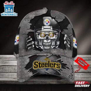 Custom Name Pittsburgh Steelers NFL Football Team Skull Baseball Cap