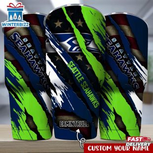 Custom Name Seattle Seahawks NFL Logo Team Tumbler Gift For Fans