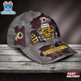 Custom Name Washington Redskins NFL Football Team Skull Baseball Cap