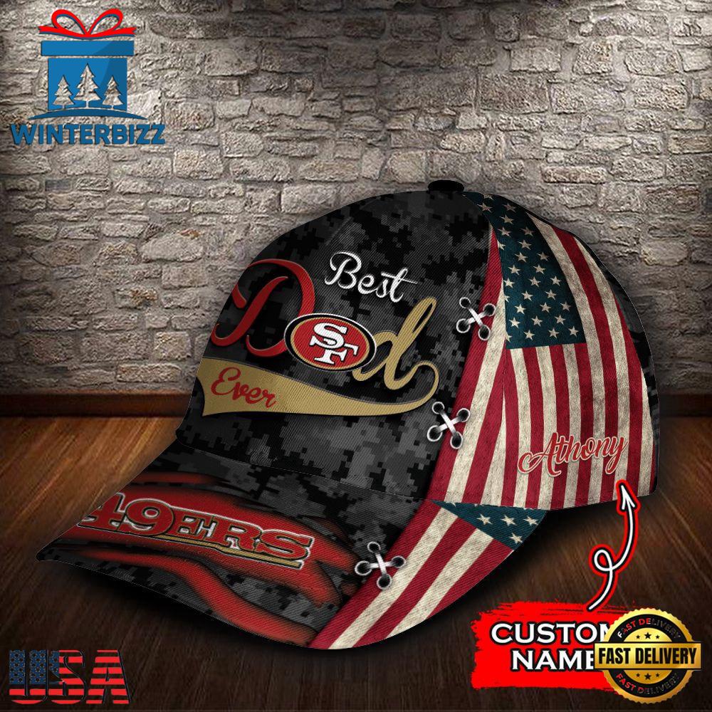 NFL Custom Name San Francisco 49Ers Best Dad USA Flag Baseball Cap Hats NFL Custom Name San Francisco 49Ers Best Dad USA Flag Baseball Cap Hats