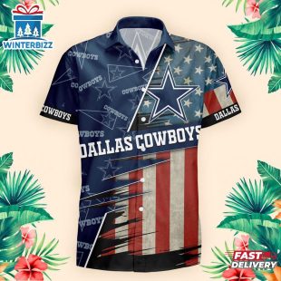 Dallas Cowboys US Flag Pattern Hawaiian Shirt