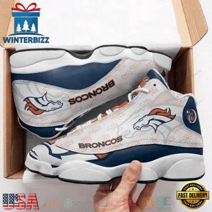 Denver Broncos NFL Teams Whie Blue Air Jordan 13 Shoes - Gift For Fans