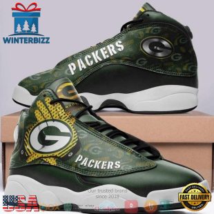 Green Bay Packer NFL Big Logo Football Team 4 Air Jordan 13 Sneaker Shoes - Gift For Fans