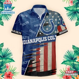 Indianapolis Colts US Flag Pattern Hawaiian Shirt