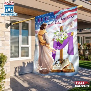 Jesus Easter Day He Is Risen Jesus Christ Cross House And Garden Flag