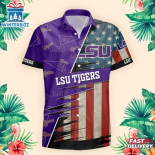LSU Tigers US Flag Pattern Hawaiian Shirt