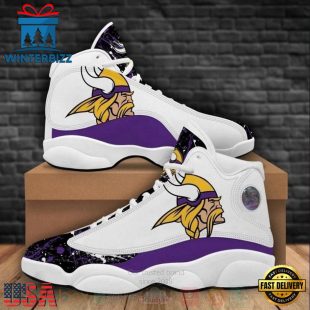 Minnesota Vikings NFL Big Logo Bling Bling Football Team Air Jordan 13 Shoes - Gift For Fans