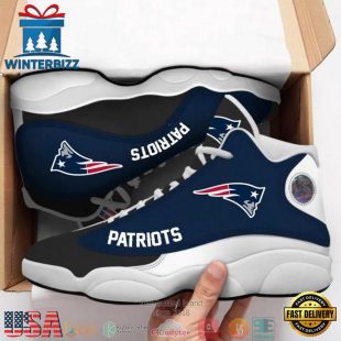 New England Patriots NFL Big Logo Football Team 5 Air Jordan 13 Sneaker Shoes - Gift For Fans