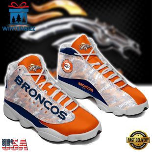 NFL Denver Broncos Blue Orange Air Jordan 13 Sneaker Shoes - Gift For Fans