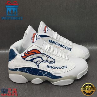 NFL Denver Broncos White Air Jordan 13 Sneaker Shoes - Gift For Fans