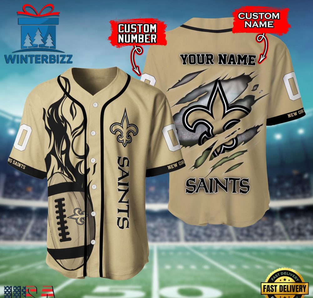 NFL New Orleans Saints Team Logo Litmited Edition Custom Name And Number Baseball Jerseys NFL New Orleans Saints Team Logo Litmited Edition Custom Name And Number Baseball Jerseys