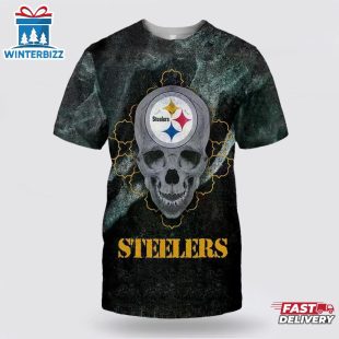 NFL Pittsburgh Steelers Skull All Over Print T-Shirt