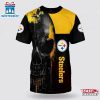 NFL Pittsburgh Steelers Skull Face All Over Print T-Shirt