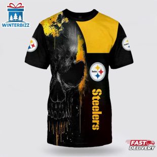 NFL Pittsburgh Steelers Skull Face All Over Print T-Shirt