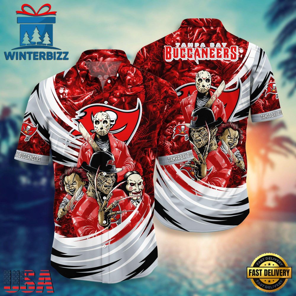 NFL Tampa Bay Buccaneers Halloween Horror Movies Summer Hawaiian Shirts, NFL Hawaiian Shirt For Mens Women NFL Tampa Bay Buccaneers Halloween Horror Movies Summer Hawaiian Shirts, NFL Hawaiian Shirt For Mens Women