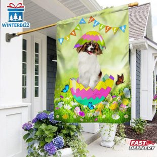 Papillon Dog Easter Dog House And Garden Flag