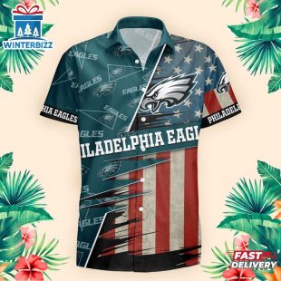 Philadelphia Eagles US Flag Pattern Hawaiian Shirt