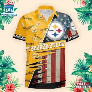 Pittsburgh Steelers US Flag Pattern Hawaiian Shirt