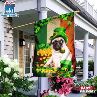 Saint Patrick's Day Pug House And Garden Flag