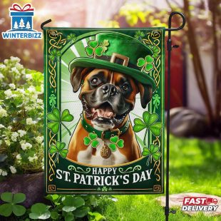 Saint Patrick's Day Welcome Boxer Dog House And Garden Flag