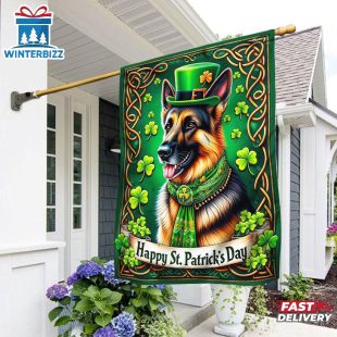 Saint Patrick's Day Welcome German Shepherd Dog House And Garden Flag
