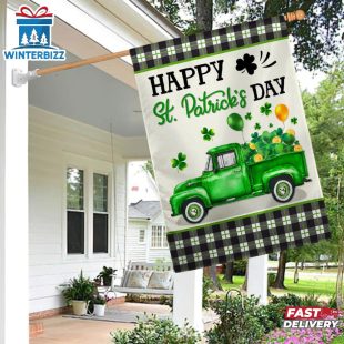 Shamrock Truck Happy St Patrick's Day Flag MLN899F - Flagwix