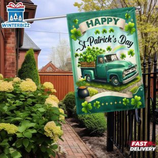 Shamrock Truck Happy St Patrick's Day House And Garden Flag