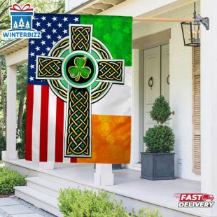 St. Patrick's Day American Irish Celtic Cross House And Garden Flag