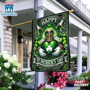 St. Patrick's Day Claddagh Symbol and Shamrocks House And Garden Flag