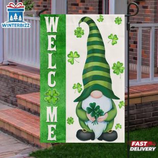 St. Patrick's Day Flag Irish Gnome Welcom House And Garden Flag