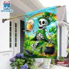 St Patrick's Day Funny Skeleton Beer Irish House And Garden Flag