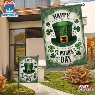 St. Patrick's Day Leprechaun Hat Green Hat House And Garden Flag