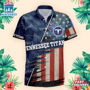 Tennessee Titans US Flag Pattern Hawaiian Shirt
