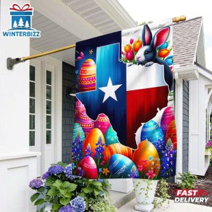 Texas Easter Day Bunny Eggs House And Garden Flag