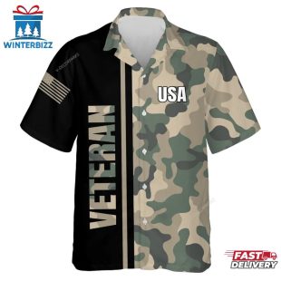 Us Veteran Camo Hawaiian Shirt Gift For Veteran