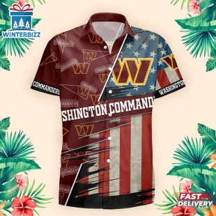 Washington Commanders US Flag Pattern Hawaiian Shirt