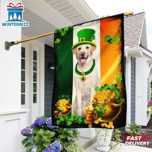 Yellow Labrador Retriever Flag Happy St. Patrick's House And Garden Flag