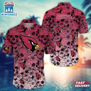 Arizona Cardinals Skull Pattern NFL Hawaiian Shirt