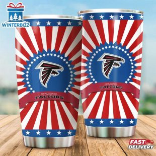 Atlanta Falcons USA Flag Pattern Independence Day Tumbler