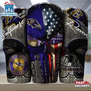 Baltimore Ravens NFL Skull Iron Pattern Tumbler
