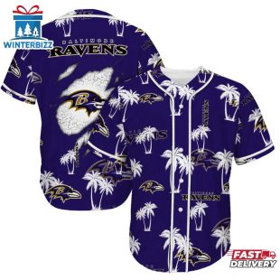 Baltimore Ravens Palm Tree Pattern Baseball Jersey Shirts