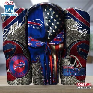Buffalo Bills NFL Skull Iron Pattern Tumbler