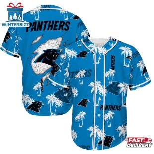 Carolina Panthers Palm Tree Pattern Baseball Jersey Shirts