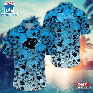 Carolina Panthers Skull Pattern NFL Hawaiian Shirt